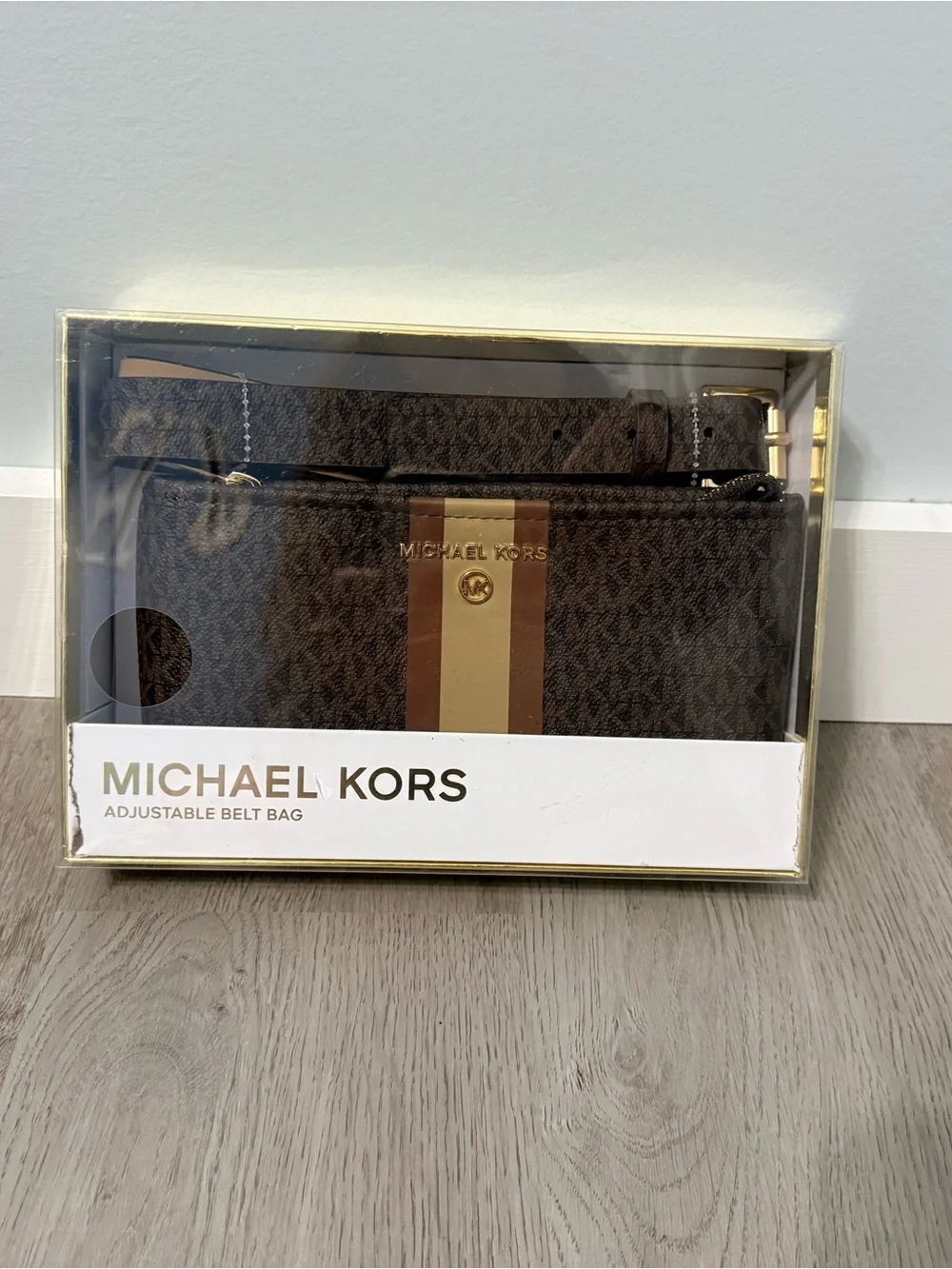 Michael Kors Brown Signature Stripe Adjustable Belt Bag